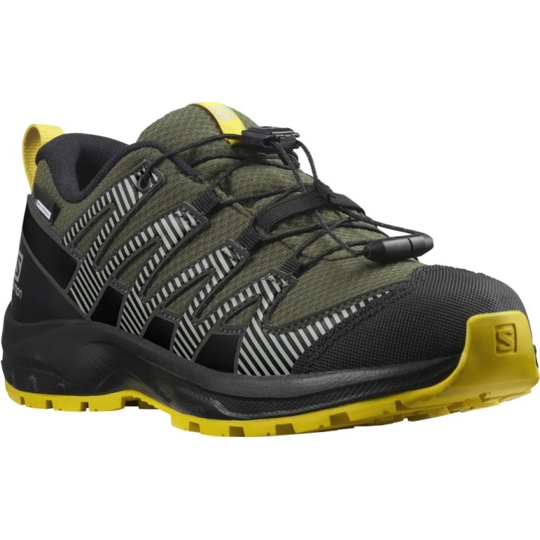 Black / Olive Salomon Xa Pro V8 CSWP Kids' Hiking Shoes | PH 94167V